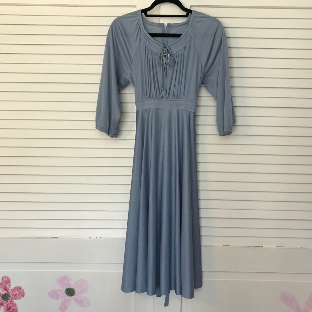 VINTAGE powder blue 70s Disco Dress
